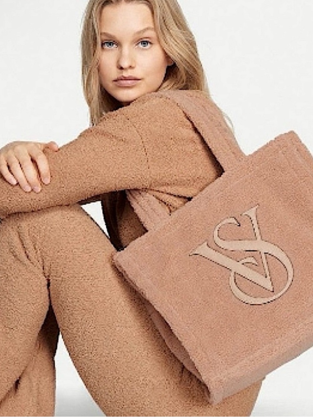 NWOT Victoria's Secret Plush Tote in Camel/Tan
